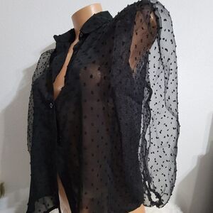 1036 MEDIUM VIVID Black Blouse NWT